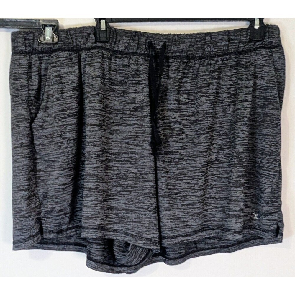Xersion Everair Women's 3X Black Heathered Active Mesh Shorts Drawstring Pockets